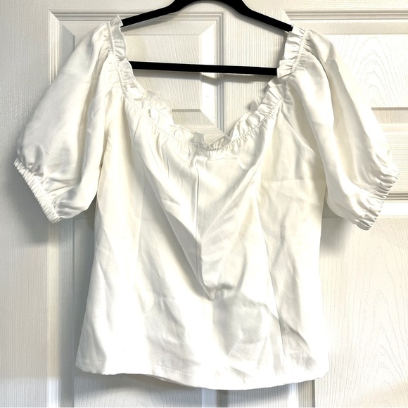NWT BOOHOO PLUS LACE UP SWEETHEART NECKLINE OFF SHOULDER TOP white size 16 - Picture 7 of 11